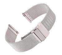 NASUNJIA Mesh Milanese Loop Watch Band Bracelet Stainless Steel Silver Black Wrist Strap Deployment Clasp 16mm 18mm 20mm 22mm 24mm(Silver,18mm)