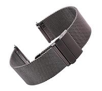 NASUNJIA Milanese Watch Band Bracelet Stainless Steel Silver Black Wrist Strap Deployment Clasp 16mm 18mm 20mm 22mm 24mm(Black,22mm)