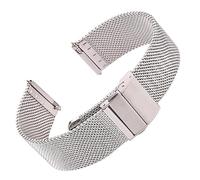 NASUNJIA Milanese Watch Band Bracelet Stainless Steel Silver Black Wrist Strap Deployment Clasp 16mm 18mm 20mm 22mm 24mm(Silver,16mm)
