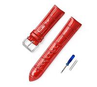 NASUNJIA Quality Leather Watch Strap 12mm 14mm 16mm 18mm 20mm 22mm Watchband Women Universal Replacement Wrist Belt(Red,18mm)