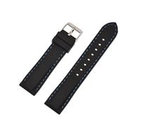 NASUNJIA Silicone Rubber Watch Band Universal Waterproof Sport Strap Compatible With Bracelet Watchband 16mm 18mm 20mm 22mm 24mm(Black blue line,20mm)