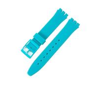 NASUNJIA Silicone Watch Strap Compatible With Swatch Waterproof Sweat-Proof Soft Comfortable Multi-Color Rubber Men's Women's Watchband 17mm 19mm(Lake Blue,19mm)