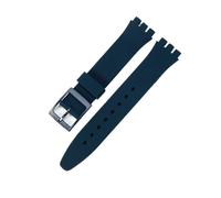 NASUNJIA Silicone Watch Strap Compatible With Swatch Waterproof Sweat-Proof Soft Comfortable Multi-Color Rubber Men's Women's Watchband 17mm 19mm(Dark Blue,19mm)