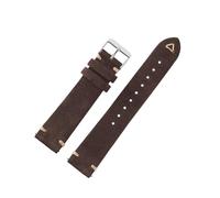 NASUNJIA Suede Leather Watch Strap 18mm 19mm 20mm 21mm 22mm 24mm Grey Vintage Band Replacement Wristband Handmade Stitching Watchband(Coffee,18mm silver buckle)
