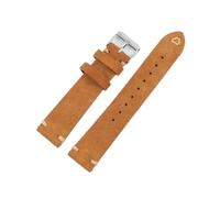 NASUNJIA Suede Leather Watch Strap 18mm 19mm 20mm 21mm 22mm 24mm Grey Vintage Band Replacement Wristband Handmade Stitching Watchband(Tan,22mm silver buckle)
