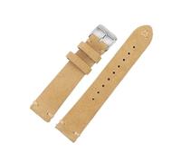 NASUNJIA Suede Leather Watch Strap 18mm 19mm 20mm 21mm 22mm 24mm Grey Vintage Band Replacement Wristband Handmade Stitching Watchband(Beige,20mm silver buckle)