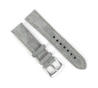 NASUNJIA Vintage Suede Leather Watch Strap 18mm 19mm 20mm 22mm Handmade Watchband Grey Brown Replacement Belts For Watch Accessories(Grey,19mm)