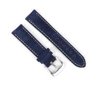 NASUNJIA Vintage Suede Leather Watch Strap 18mm 19mm 20mm 22mm Handmade Watchband Grey Brown Replacement Belts For Watch Accessories(Dark blue,20mm)
