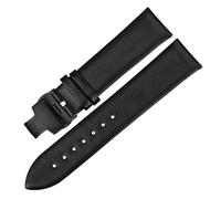 NASUNJIA Watchbands Thin Non-Textured Watch Band Soft Leather Strap 12 14 16mm(Black-Black-B1,16mm)