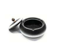Nasxkji Ceramic Outdoor Ashtray with Lid Black and White Gradient Large Ash Tray Ø11.8 cm Windproof Ashtray for Outside Home Office Garden Balcony