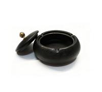 Nasxkji Ceramic Outdoor Ashtray with Lid Zen Black Large Black Ash Tray Ø11.8 cm Windproof Ashtray for Outside Home Office Garden Balcony