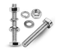 Nasxkji M10 Nuts and Bolts Assortment 5 PCS 304 Stainless Steel Hex Bolts with Nut Flat Washers Spring Washers M10X50 mm Nut and Bolt Sets for DIY Furniture Metal Automotive