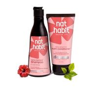 Nat Habit Hibiscus Navdha Shampoo & Conditioner Combo with Reetha, Amla & Castor for Women & Men Dry & Frizzy Hair | Hair Growth & Hair Fall, 72 Hr Frizz Control, Long & Shiny Hair | Sulphate-Free
