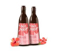 Nat Habit Hibiscus Navdha Shampoo for Hair Growth, Fermented Soy Gentle Cleanser for Long Thick Hair | Natural Shampoo for Oily Scalp & Dry Frizzy Hair with Amla Sulfate Free| 2 X 250ml