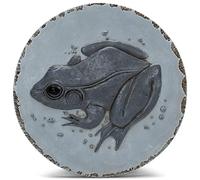 NAT & Jules Animal Character Dimensional Indoor Outdoor 12 inch Round Cast Resin Decorative Garden Stepping Stone, Patio, Walkway Sculpture Yard Art, Stone Grey Frog