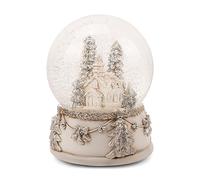 NAT & Jules Beautiful Snowy Church & Pine Tree Scene 6 x 4 inch Musical Glitter Snow Globe: Plays Tune We Wish You A Merry Christmas - Perfect Accent Décor for The Holidays or Everyday, Church Scene