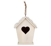 NAT & Jules Heart Cutout White 10 x 8.5 Fir Wood Hanging Bird House