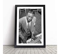 Nat King Cole Framed Wall Art Picture Print - Canvas Painting - Modern Home Décor Poster - Ready to Hang for Living Room Bedroom Kitchen - Black A3 (36 x 48 cm)