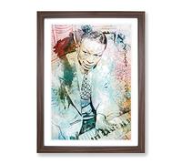 Nat King Cole In Abstract Modern Art Framed Print | A3 Walnut Framed Wall Art | Ready to Hang | Abstract Fantasy Picture | Living Room Bedroom Lounge Office