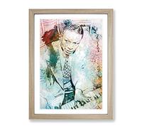 Nat King Cole In Abstract Modern Art Framed Wall Art Print, Ready to Hang Picture for Living Room Bedroom Home Office Décor, Oak A4 (34 x 25 cm)