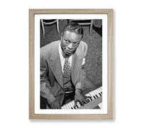 Nat King Cole Modern Framed Wall Art Print, Ready to Hang Picture for Living Room Bedroom Home Office Décor, Oak A3 (34 x 46 cm)