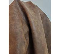 NAT Leathers | Brown Distressed Crazy Horse Oily Faux Vegan Leather PU (Peta Approved Vegan) | 2 Yards (72 inch Length x 54 inch Wide) Cut by Yard Synthetic Pleather 0.9 mm Upholstery | 72"X54"
