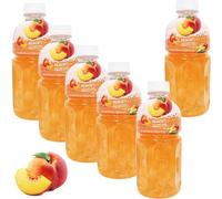 Nata De Coco Drink 320ml - Refreshing Fruit Juice Drink, Tropical Flavoured Beverage, Multiple Flavours, Ready to Drink, Chilled Refreshment - mgg (6 x Bottle, Coco Drink Peach)