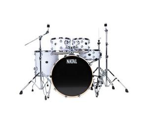 Natal Arcadia Poplar 5 Pc 22" Drum Kit with Hardware - Piano White