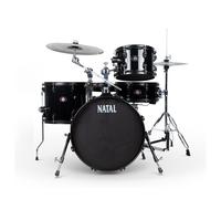 Natal DNA Stealth Drum Kit, Low Volume, Real Feel, compact drum kit with low volume cymbals, sticks and Stool Black
