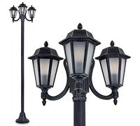 NATAL Frost Outdoor Candelabra, Cast Aluminium in Black/Green, 3-Arm Pathway Lamp, 210 cm, Retro/Vintage Garden Lamp, E27 Socket, IP44