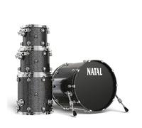 Natal KMA-F20-BM1 Maple Originals Series 4-Piece Shell Pack l Fusion 20 Configuration l Includes 10" x 8" Tom, 12" x 9" Tom, 14" x 14" Floor Tom & 20" x 18" Bass Drum l Black Metallic Lacquer Finish