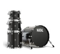 Natal KMA-F20-MBK1 Maple Originals Series 4-Piece Shell Pack l Fusion 20 Configuration l Includes 10" x 8" Tom, 12" x 9" Tom, 14" x 14" Floor Tom & 20" x 18" Bass Drum l Matte Black Lacquer Finish