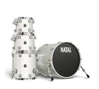 Natal KMA-F20-WM1 Maple Originals Series 4-Piece Shell Pack l Fusion 20 Configuration l Includes 10" x 8" Tom, 12" x 9" Tom, 14" x 14" Floor Tom & 20" x 18" Bass Drum l White Metallic Lacquer Finish