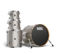 Natal KMA-UF22-SI1 Maple Originals Series 4-Piece Shell Pack l US Fusion Configuration l Includes 10" x 8" Tom, 12" x 9" Tom, 16" x 16" Floor Tom & 22" x 18" Bass Drum l Silver Sparkle Lacquer Finish