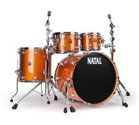 Natal KMA-UFX-OR1 Maple Originals Series 4-Piece Shell Pack l US Fusion X Configuration l Includes 10" x 6.5" Tom, 12" x 7" Tom, 16" x 14" Floor Tom & 22" x 18" Bass Drum l Orange Sparkle Lacquer