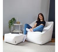 Icon Natalia Borg Armchair Bean Bag And Footstool Set Natural Giant Fluffy Bean Bag Chair
