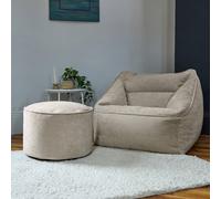 Icon Natalia Chenille Armchair Bean Bag And Pouffe Set Natural Giant Bean Bag Chair
