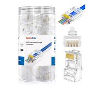 NataLink Cat 6 RJ45 Pass Through Connector 200-Pack, Ethernet RJ45 Connectors Cat6 RJ45 Modular Plugs for Solid or Stranded UTP Cable