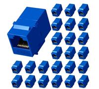 NataLink Cat6 RJ45 Keystone Coupler 25-Pack, Ethernet Coupler Female to Female, Ethernet Cable Extender UTP Inline Cat6 Keystone Jacks for Wall Plates & Patch Panels - Blue