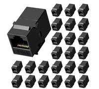 NataLink Cat6 RJ45 Keystone Coupler 25-Pack, Ethernet Coupler Female to Female, Ethernet Cable Extender UTP Inline Cat6 Keystone Jacks for Wall Plates & Patch Panels - Black