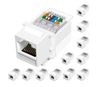 NataLink Cat6 RJ45 Keystone Jacks Toolless 12-Pack, Female RJ45 Connectors, Ethernet Keystone Jack No Punch-Down Tool Required Module Coupler (Not for Patch Panel),White