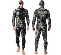 Nataly Osmann Camo Spearfishing Wetsuits Men 3mm /1.5mm Neoprene 2-Pieces Hooded Super Stretch Diving Suit (Camo-3mm, XXXL)