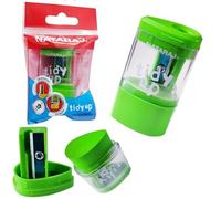 Nataraj Combo Pencil Sharpener with Mess-Free Canister and Eraser Tidy up- 2 in 1 Sharpener & Eraser Set (Pack of 1 - Green Body)