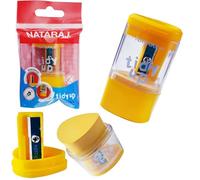 Nataraj Combo Pencil Sharpener with Mess-Free Canister and Eraser Tidy up- 2 in 1 Sharpener & Eraser Set (Pack of 1 - Yellow Body)