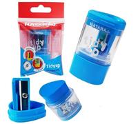 Nataraj Combo Pencil Sharpener with Mess-Free Canister and Eraser Tidy up- 2 in 1 Sharpener & Eraser Set (Pack of 1 - Blue Body)
