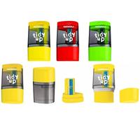NATARAJ Pencil Sharpeners Assorted Colours School College Home Art (Tidy UP Combo Sharpener & Eraser - Pack of 3)