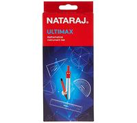 NATARAJ Ultimate Maths Geometry Set, 11 Pcs Instrument Tin Case, Maths Compass, Protractor 180 deg, Divider, Ruler 15cm, Set Squares 45 60 deg, Mechanical Pencil, Sharpener, Eraser, 0.7mm Leads