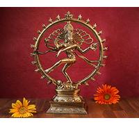 Nataraja Statue - 13.5" Brass Dancing Shiva Natraj Idol for Yoga Hall Decor