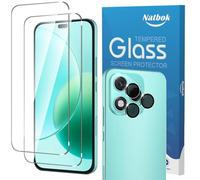 Natbok 2+1 Pack Tempered Glass for Honor 400 Lite Screen Protector & Camera Lens Protector,9H Hardness,Ultra Resistant,Anti-Fingerprints,No Bubbles,HD-Clear Phone Film for Honor 400 Lite