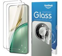 Natbok 2+2 Pack for Honor Magic 8 Lite 5G Screen Protector, 2 Tempered Glass & 2 Camera Lens Protector for Honor Magic8 Lite Case Friendly Fingerprint Compatible HD Film
